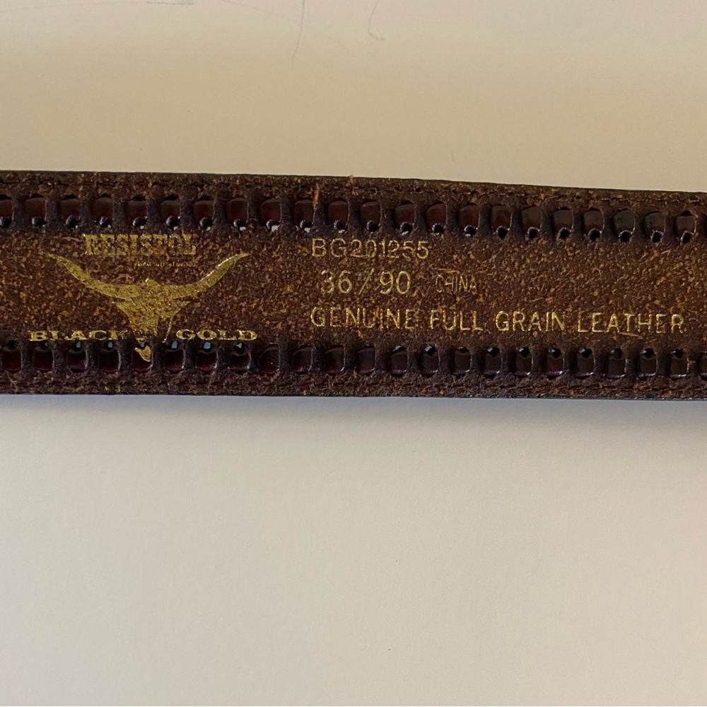Vintage Resistol Leather Silver Tone Belt 36 Waist 36/90 Brown Full Grain - Picture 4 of 10